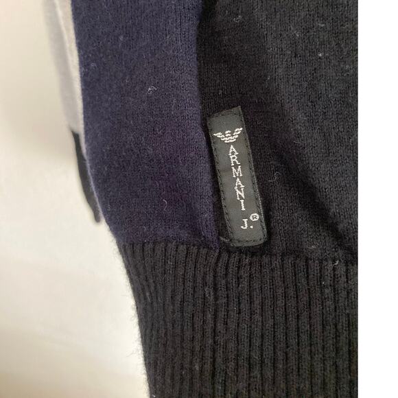 Armani Exchange Junior XL V-neck Navy Gray Color Block Button-up Cardigan - Picture 5 of 6